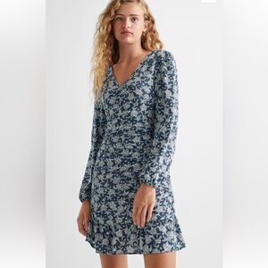 Mango Ruched Detail Flower Dress size M